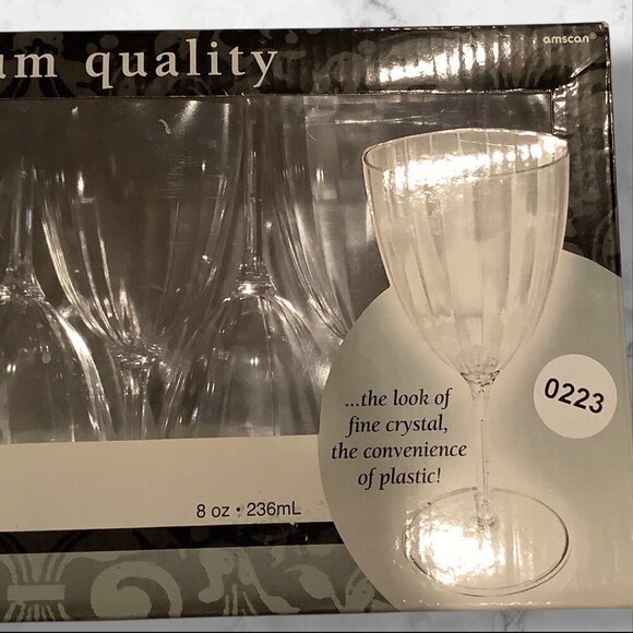 8 Pcs Premium Quality Amscan Wine Goblets 8 Oz / 236mL Plastic Reusable - Picture 2 of 8